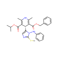 CSc1ncc([C@H]2C(C(=O)OCc3ccccc3)=C(C)NC(C)=C2C(=O)OC(C)C)n1Nc1ccccc1 ZINC000103218891