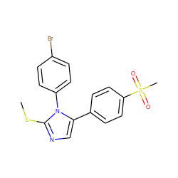 CSc1ncc(-c2ccc(S(C)(=O)=O)cc2)n1-c1ccc(Br)cc1 ZINC000028713609