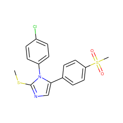 CSc1ncc(-c2ccc(S(C)(=O)=O)cc2)n1-c1ccc(Cl)cc1 ZINC000028713607