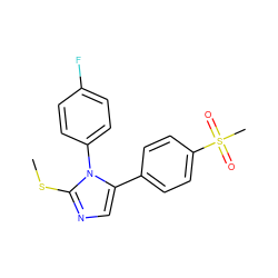 CSc1ncc(-c2ccc(S(C)(=O)=O)cc2)n1-c1ccc(F)cc1 ZINC000028713605