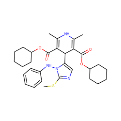 CSc1ncc(C2C(C(=O)OC3CCCCC3)=C(C)NC(C)=C2C(=O)OC2CCCCC2)n1Nc1ccccc1 ZINC000103217466