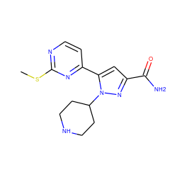 CSc1nccc(-c2cc(C(N)=O)nn2C2CCNCC2)n1 ZINC000203780041