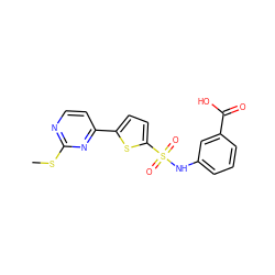 CSc1nccc(-c2ccc(S(=O)(=O)Nc3cccc(C(=O)O)c3)s2)n1 ZINC000114593926