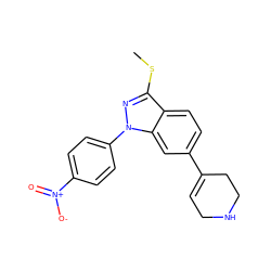 CSc1nn(-c2ccc([N+](=O)[O-])cc2)c2cc(C3=CCNCC3)ccc12 ZINC000072178277