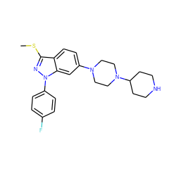 CSc1nn(-c2ccc(F)cc2)c2cc(N3CCN(C4CCNCC4)CC3)ccc12 ZINC000169706041