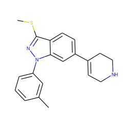 CSc1nn(-c2cccc(C)c2)c2cc(C3=CCNCC3)ccc12 ZINC000072178275