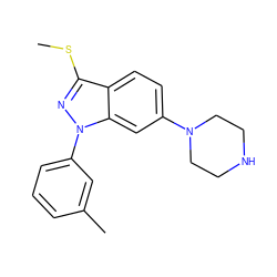 CSc1nn(-c2cccc(C)c2)c2cc(N3CCNCC3)ccc12 ZINC000169706034