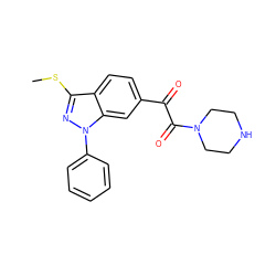 CSc1nn(-c2ccccc2)c2cc(C(=O)C(=O)N3CCNCC3)ccc12 ZINC000169706055