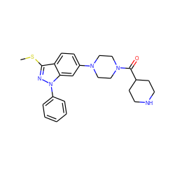 CSc1nn(-c2ccccc2)c2cc(N3CCN(C(=O)C4CCNCC4)CC3)ccc12 ZINC000072179011