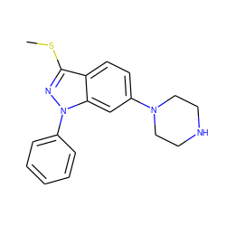 CSc1nn(-c2ccccc2)c2cc(N3CCNCC3)ccc12 ZINC000072177095