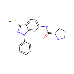 CSc1nn(-c2ccccc2)c2cc(NC(=O)[C@@H]3CCCN3)ccc12 ZINC000149209764