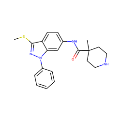 CSc1nn(-c2ccccc2)c2cc(NC(=O)C3(C)CCNCC3)ccc12 ZINC000169706048