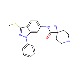 CSc1nn(-c2ccccc2)c2cc(NC(=O)C3(N)CCNCC3)ccc12 ZINC000167524313