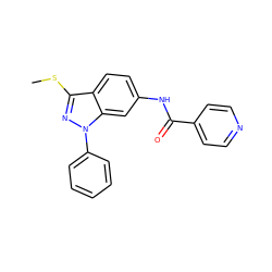 CSc1nn(-c2ccccc2)c2cc(NC(=O)c3ccncc3)ccc12 ZINC000165194182