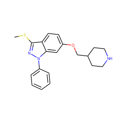 CSc1nn(-c2ccccc2)c2cc(OCC3CCNCC3)ccc12 ZINC000072177585