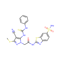 CSc1nn(CC(=O)Nc2nc3ccc(S(N)(=O)=O)cc3s2)c(NC(=S)Nc2ccccc2)c1C#N ZINC000473096885