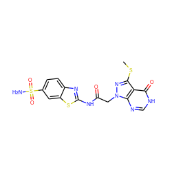 CSc1nn(CC(=O)Nc2nc3ccc(S(N)(=O)=O)cc3s2)c2nc[nH]c(=O)c12 ZINC000473109207