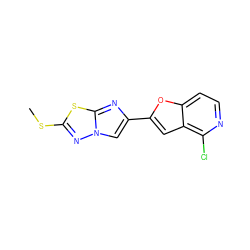 CSc1nn2cc(-c3cc4c(Cl)nccc4o3)nc2s1 ZINC000205922461