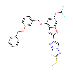 CSc1nn2cc(-c3cc4c(OCc5cccc(OCc6ccccc6)c5)cc(OC(F)F)cc4o3)nc2s1 ZINC000653755684