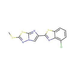 CSc1nn2cc(-c3nc4c(Cl)cccc4s3)nc2s1 ZINC000653680461