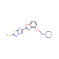 CSc1nn2cc(-c3nc4c(OCCN5CCOCC5)cccc4o3)nc2s1 ZINC000653769218