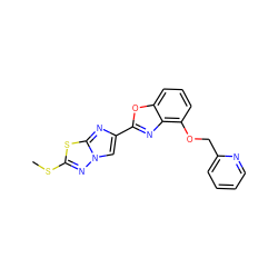 CSc1nn2cc(-c3nc4c(OCc5ccccn5)cccc4o3)nc2s1 ZINC000653767467