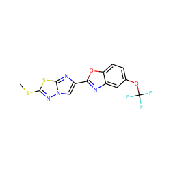 CSc1nn2cc(-c3nc4cc(OC(F)(F)F)ccc4o3)nc2s1 ZINC000653756226