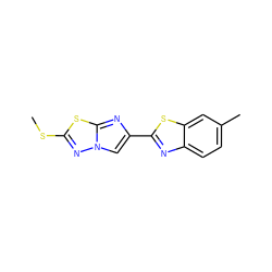 CSc1nn2cc(-c3nc4ccc(C)cc4s3)nc2s1 ZINC000653664373