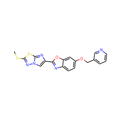 CSc1nn2cc(-c3nc4ccc(OCc5cccnc5)cc4o3)nc2s1 ZINC000653762259