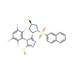 CSc1nnc([C@@H]2C[C@@H](S)CN2S(=O)(=O)c2ccc3ccccc3c2)n1-c1c(F)c(F)cc(F)c1F ZINC000029464036