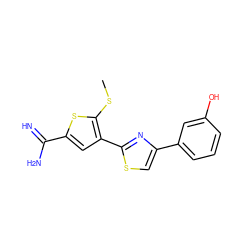 CSc1sc(C(=N)N)cc1-c1nc(-c2cccc(O)c2)cs1 ZINC000028771020