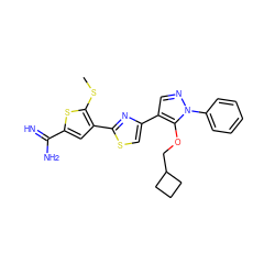 CSc1sc(C(=N)N)cc1-c1nc(-c2cnn(-c3ccccc3)c2OCC2CCC2)cs1 ZINC000026824861