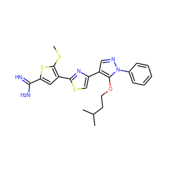 CSc1sc(C(=N)N)cc1-c1nc(-c2cnn(-c3ccccc3)c2OCCC(C)C)cs1 ZINC000026826230