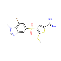 CSc1sc(C(=N)N)cc1S(=O)(=O)c1cc(Br)c2c(c1)ncn2C ZINC000036330269