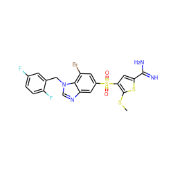 CSc1sc(C(=N)N)cc1S(=O)(=O)c1cc(Br)c2c(c1)ncn2Cc1cc(F)ccc1F ZINC000034803957