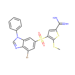 CSc1sc(C(=N)N)cc1S(=O)(=O)c1cc(Br)c2ncn(-c3ccccc3)c2c1 ZINC000036330274