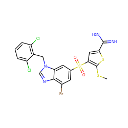 CSc1sc(C(=N)N)cc1S(=O)(=O)c1cc(Br)c2ncn(Cc3c(Cl)cccc3Cl)c2c1 ZINC000036330275