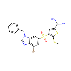 CSc1sc(C(=N)N)cc1S(=O)(=O)c1cc(Br)c2ncn(Cc3ccccc3)c2c1 ZINC000036330279