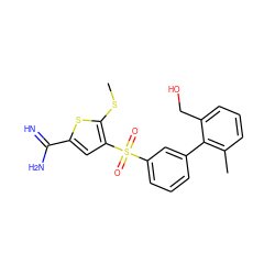 CSc1sc(C(=N)N)cc1S(=O)(=O)c1cccc(-c2c(C)cccc2CO)c1 ZINC000029038806