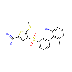 CSc1sc(C(=N)N)cc1S(=O)(=O)c1cccc(-c2c(C)cccc2N)c1 ZINC000029038815