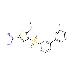 CSc1sc(C(=N)N)cc1S(=O)(=O)c1cccc(-c2cccc(C)c2)c1 ZINC000029038777