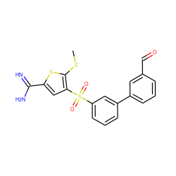 CSc1sc(C(=N)N)cc1S(=O)(=O)c1cccc(-c2cccc(C=O)c2)c1 ZINC000146207571