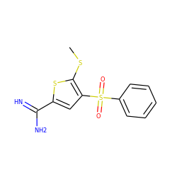 CSc1sc(C(=N)N)cc1S(=O)(=O)c1ccccc1 ZINC000036330265