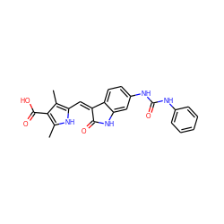 Cc1[nH]c(/C=C2\C(=O)Nc3cc(NC(=O)Nc4ccccc4)ccc32)c(C)c1C(=O)O ZINC000053312451