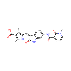 Cc1[nH]c(/C=C2\C(=O)Nc3cc(NC(=O)c4cccn(C)c4=O)ccc32)c(C)c1C(=O)O ZINC000221486855