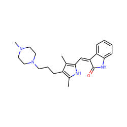 Cc1[nH]c(/C=C2\C(=O)Nc3ccccc32)c(C)c1CCCN1CCN(C)CC1 ZINC000022928251