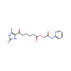 Cc1[nH]c(=O)[nH]c1C(=O)CCCCC(=O)OCC(=O)Nc1ccccn1 ZINC000006498261