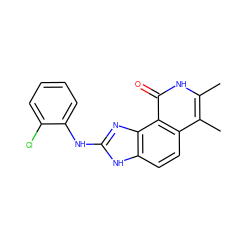 Cc1[nH]c(=O)c2c(ccc3[nH]c(Nc4ccccc4Cl)nc32)c1C ZINC000013475199