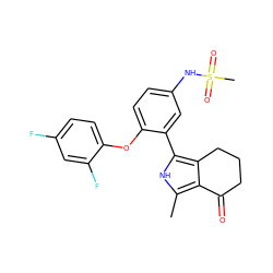 Cc1[nH]c(-c2cc(NS(C)(=O)=O)ccc2Oc2ccc(F)cc2F)c2c1C(=O)CCC2 ZINC000205726773