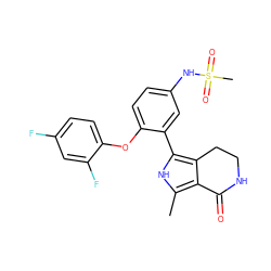 Cc1[nH]c(-c2cc(NS(C)(=O)=O)ccc2Oc2ccc(F)cc2F)c2c1C(=O)NCC2 ZINC000218519811